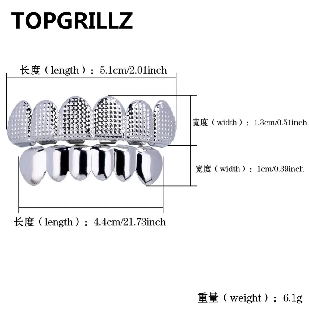 TOPGRILLZ Новое поступление золотистый и серебристый цвет хип хоп рок гриль для зубов