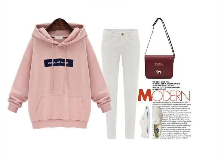 Falacs Zozo Autumn Winter Women Fashion Casual Streetwear Hoodies Sweatshirts Letter Hooded Pink Gray Pullovers | Женская одежда