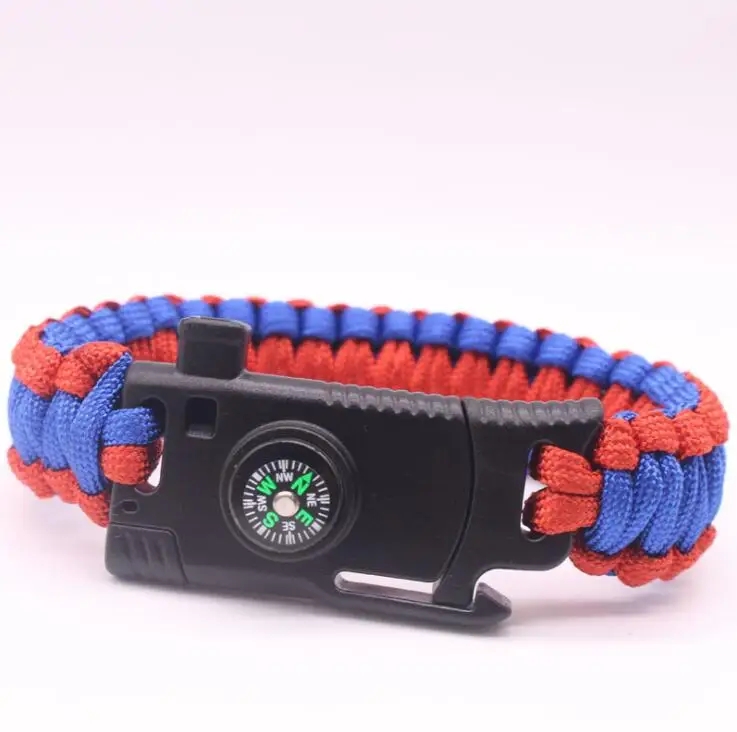 Red plus blue Крутой! Многофункциональный наружный браслет для выживания, мужской наружный браслет с ножом для выживания, браслет с зонтиком - Окраска металла: Red plus blue