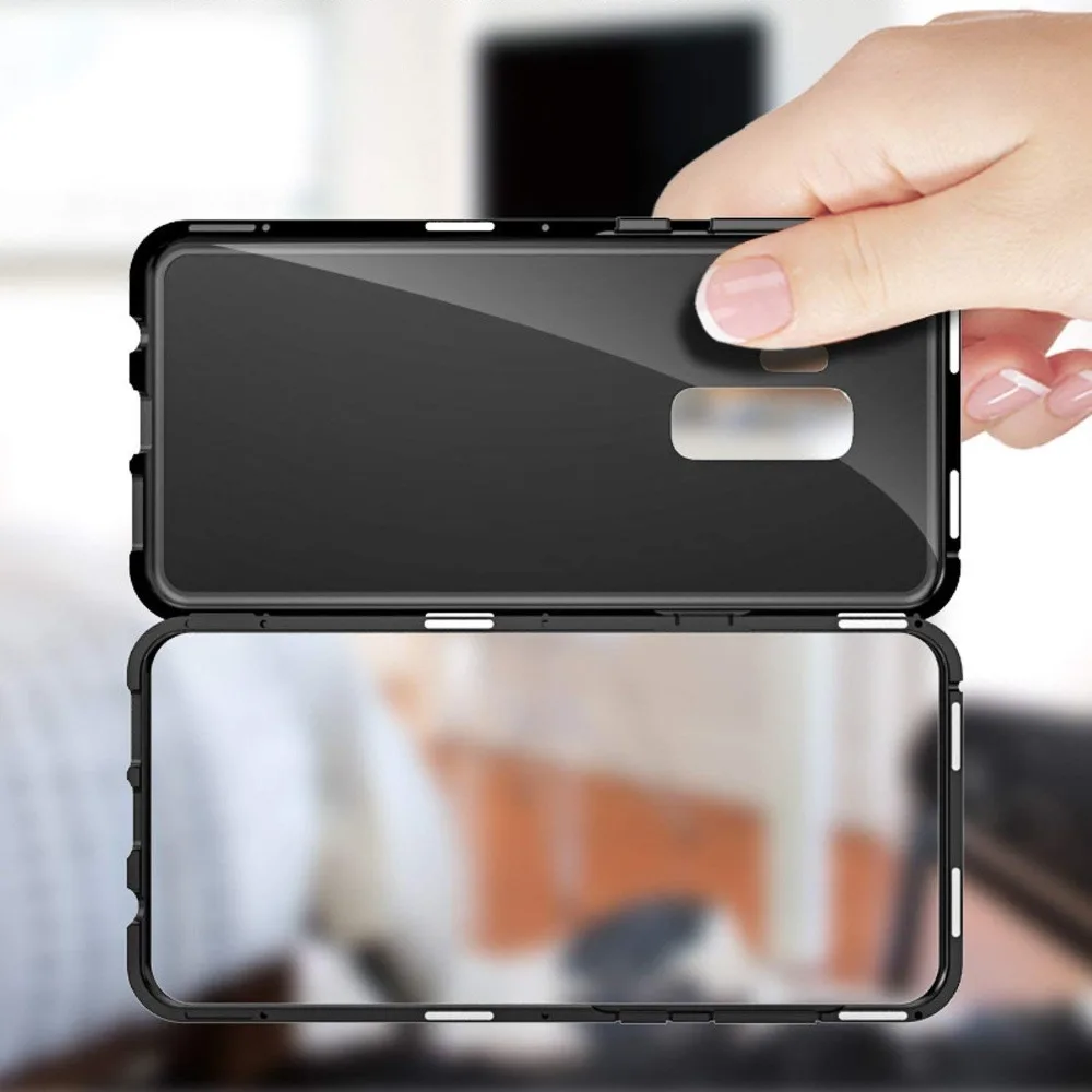 Suntaiho Ultra Magnetic Adsorption Phone Case For Samsung Galaxy S9 S8 S7 Note 8 Luxury Magnet Frame Back Glass Cover |