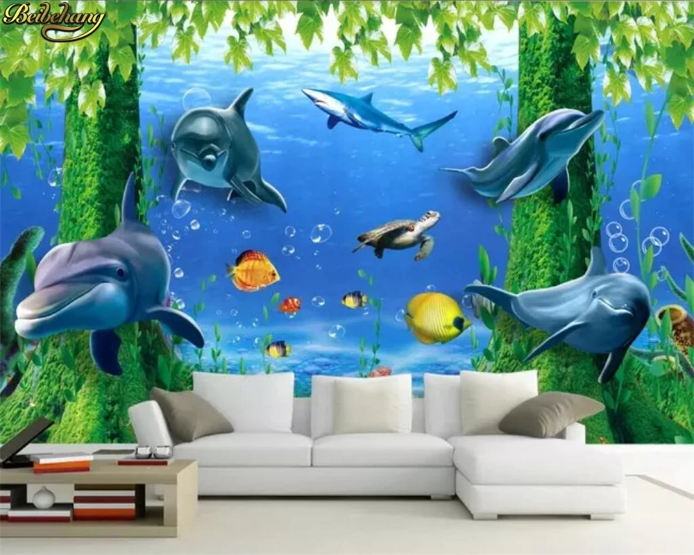 Фотообои beibehang на заказ Фреска мечты подводная Сказочная страна 3D дельфин фон для