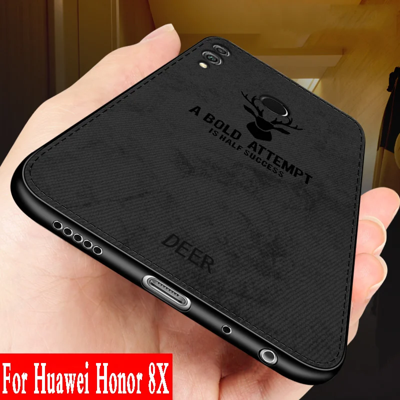 For Huawei Honor 8X case Cloth pattern back cover silicon soft edge shockproof business copa for huawei honor armor 6.5 |