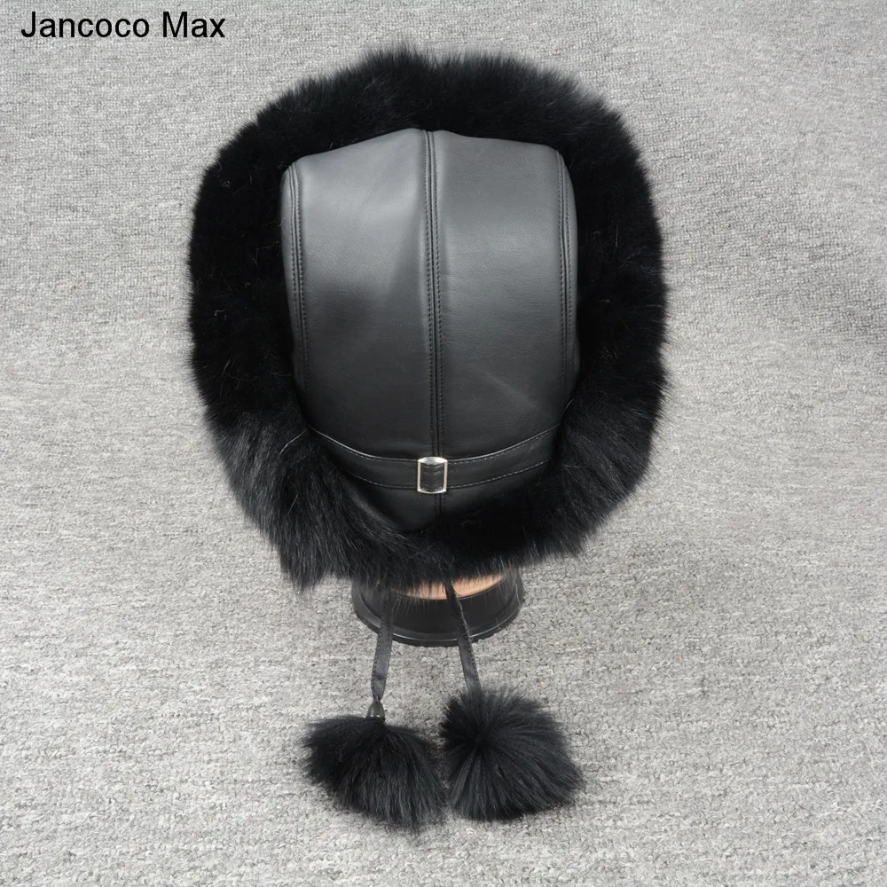 Jancoco Max натуральным лисьим мехом меховые шапки-бомберы зимние Для женщин теплые высокое качество модные бейсболки новое поступление S7148