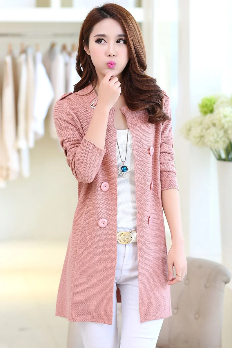 Осенняя и зимняя одежда новый женский вязаный кардиган с длинными рукавами