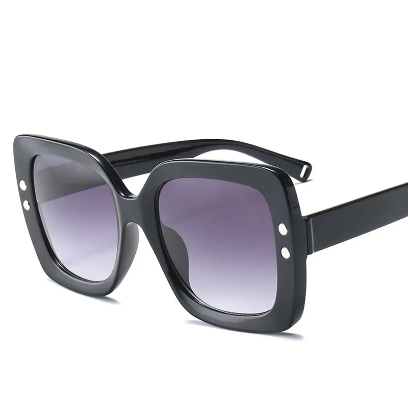 Черный Oulylan, негабаритных солнцезащитных очков, Женские винтажные брендовые дизайнерские прозрачные градиентные солнцезащитные очки, Ретро стиль, большая оправа, очки UV400 - Цвет линз: Черный