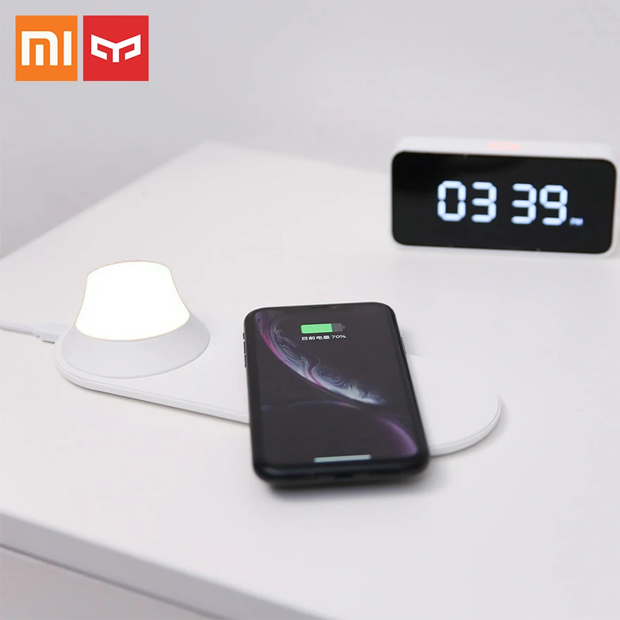 Xiaomi Yeelight Беспроводное зарядное устройство с светодиодный ночным светом магнитное притяжение Быстрая зарядка для телефонов iPhone huawei Xiaomi samsung