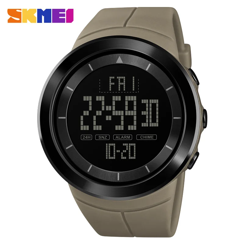 SKMEI 1402 Новинка Relogio Masculino мужские спортивные цифровые наручные часы PU ремешок 50 м водонепроницаемые электронные наручные часы Мужские часы - Цвет: Khaki Watch