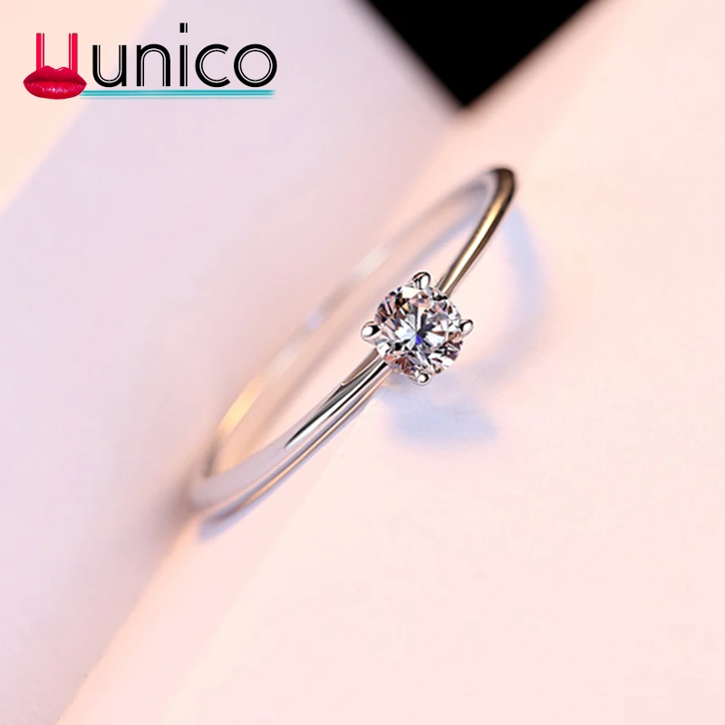 

UUNICO 925 sterling silver engagement ring man proposes to the woman cubic zirconia silver rings wedding jewelry fashion Anillo.