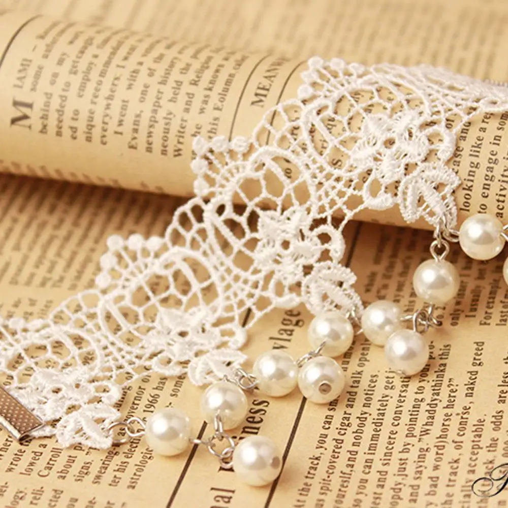 hot sale Women Wedding Lace Bracelet with Pearl Female Bride Retro Bracelet fashion Bridal Gloves