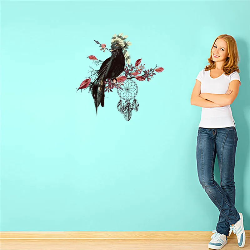 Виниловые наклейки на стену с 3d рисунком мечты поймай перо цветок птицы ветке