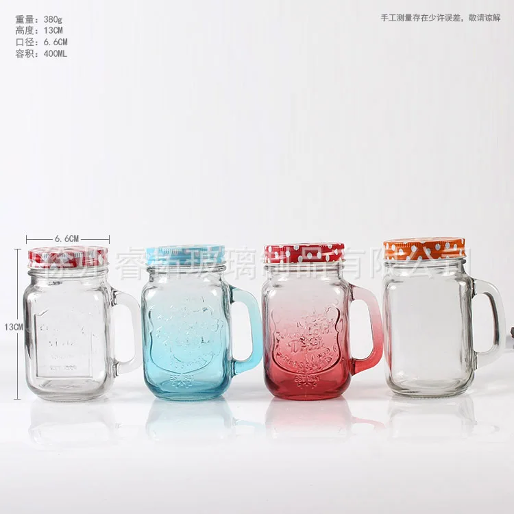 400ml Creative color gradually changing Mason cup cock water and juice tea bottle my cute | Дом и сад