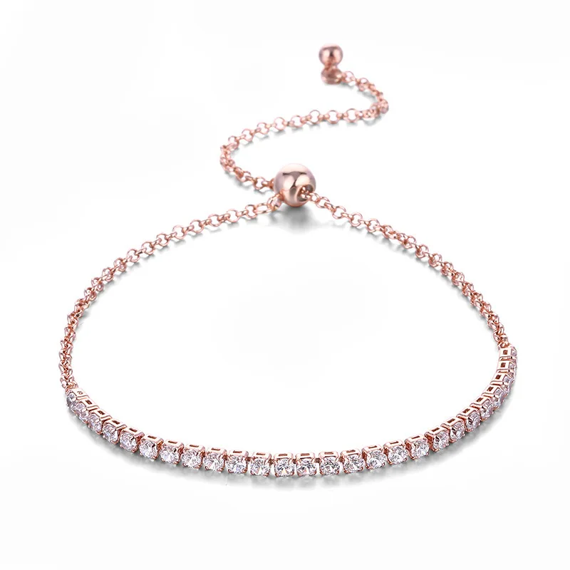 

KobitAce Sweet size hand chainCrown zirconium bracelet Rose gold contracted micro - inlaid lovers bracelet