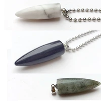 fashion lovers bullet pendant stainless steel chain blue sandstone opal white conical crystal pendant jewelry