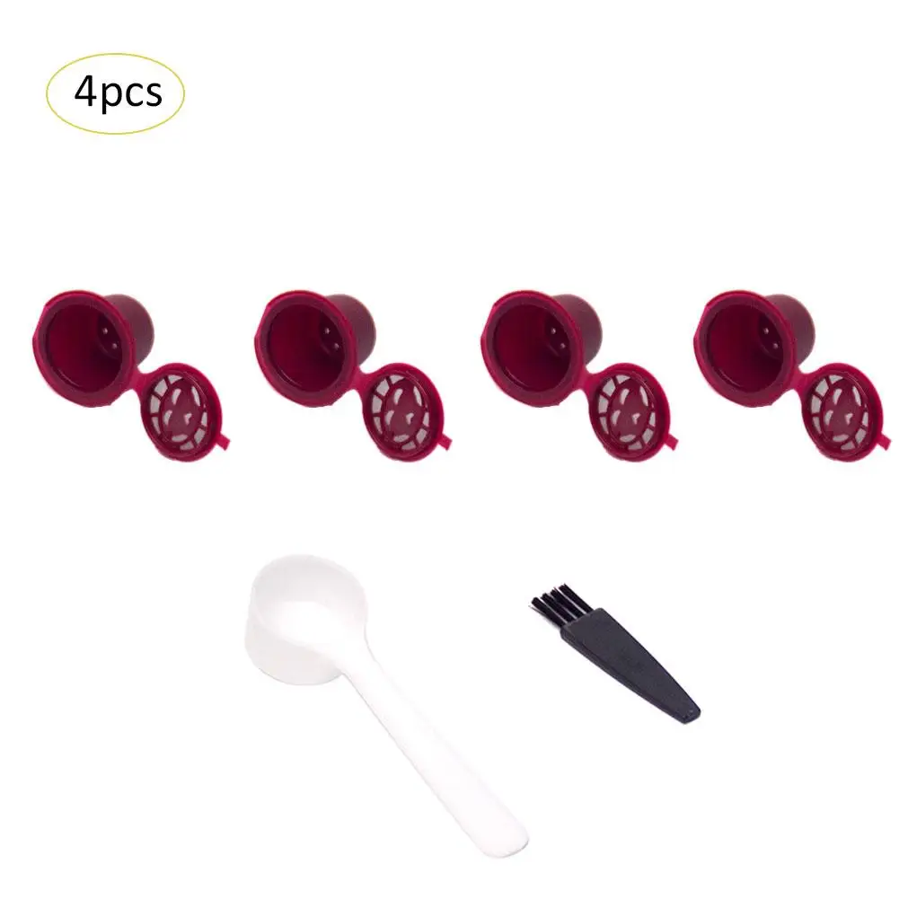 4 шт./компл. многоразовые капсулы кофе Nespresso чашки с ложка кисточка черный