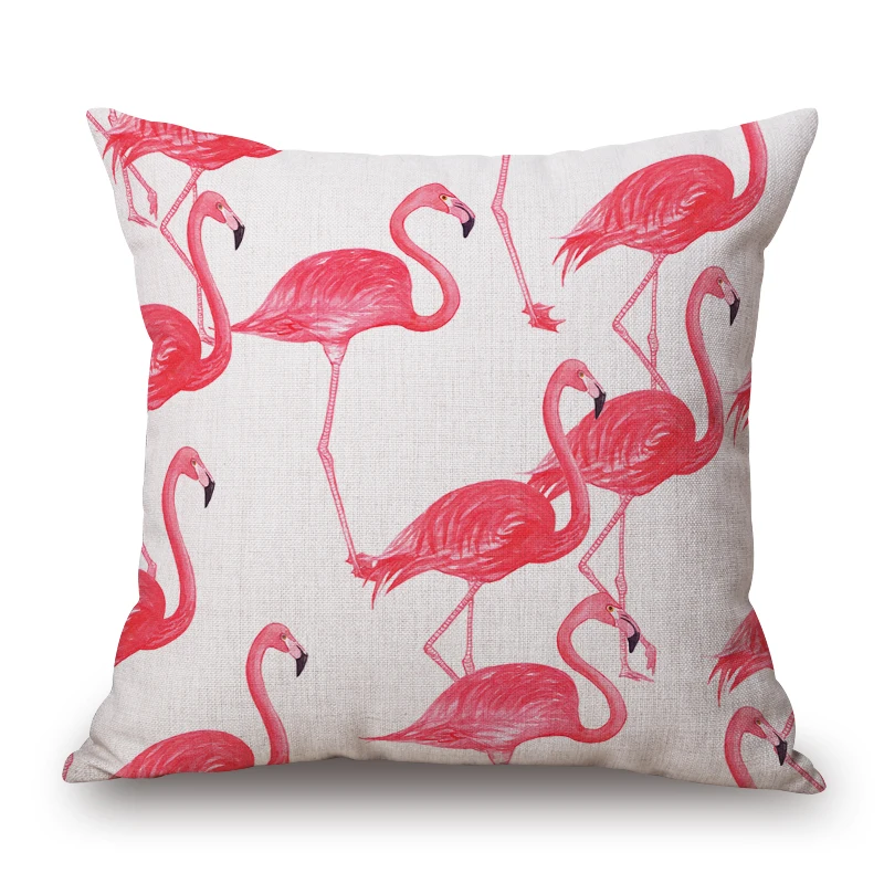 jungle bird chaise chair sofa cushion cover flamingo throw pillow case green leaf almofada tropical decoration cojines for home | Дом и сад