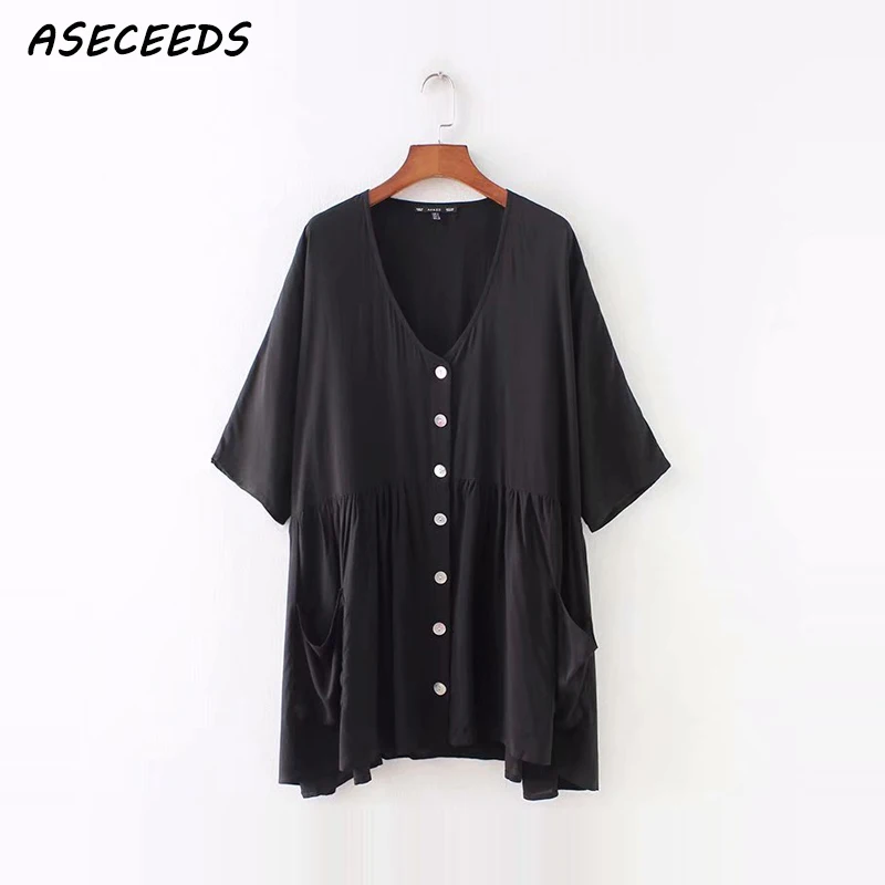 Платье большого размера элегантное винтажное свободное Черное мини платье на