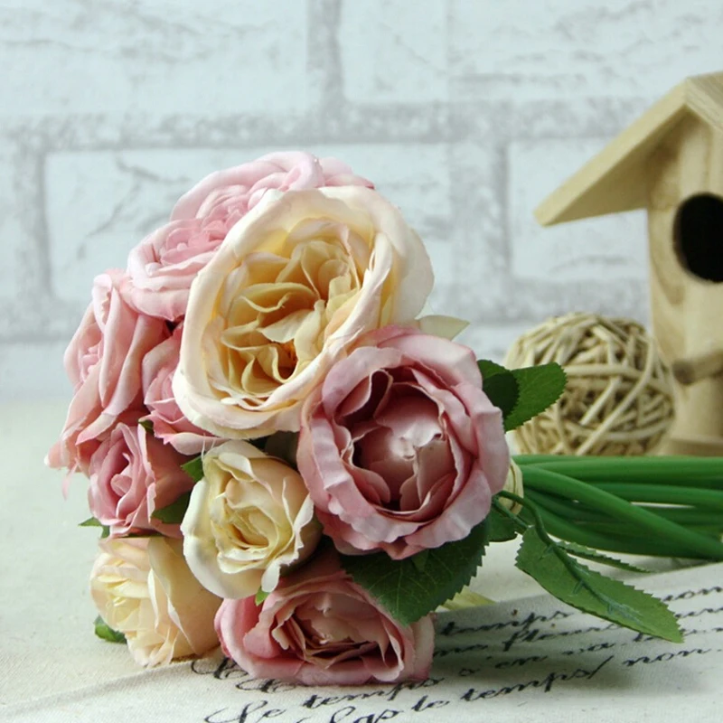 Большой букет цветов 9 шт. императорских роз Шелковый цветок искусственный для