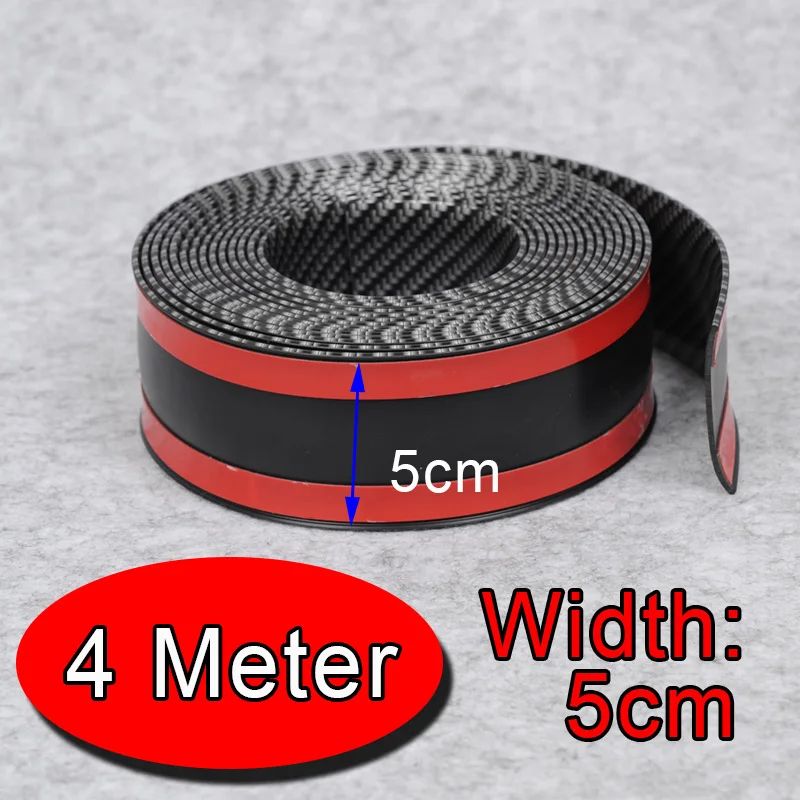 4 meter 5cm width DIY углеродное волокно молдинги полосы бампер декоративные полоски клей порога защита отделка автомобиля Стайлинг для Suzuki Swift SX4 - Цвет: 4 meter 5cm width