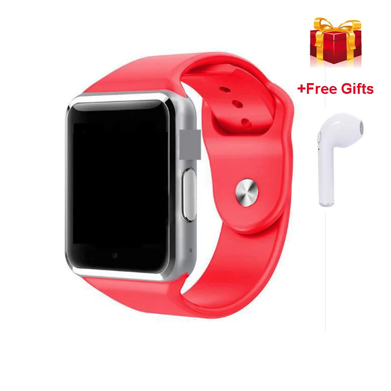 Red with Earphone Bluetooth A1 Смарт-часы и i7 Eaphone спортивные наручные часы Поддержка 2G SIM TF камера Reloj умные часы для Xiaomi часы PK Y1 V8 - Цвет: Red with Earphone