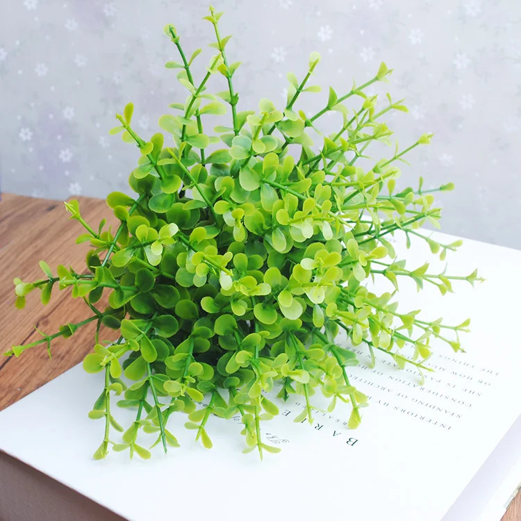 1 x искусственная мини пластиковая трава эвкалипта 5 веток для украшения дома и