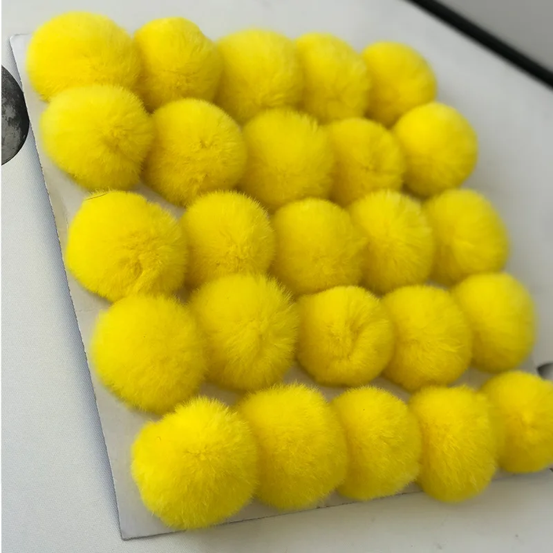 25pcs a lot wholesale 6cm real rex rabbit pom pom fur ball DIY accessories hat glove hair key chain party accessories fluffy fur