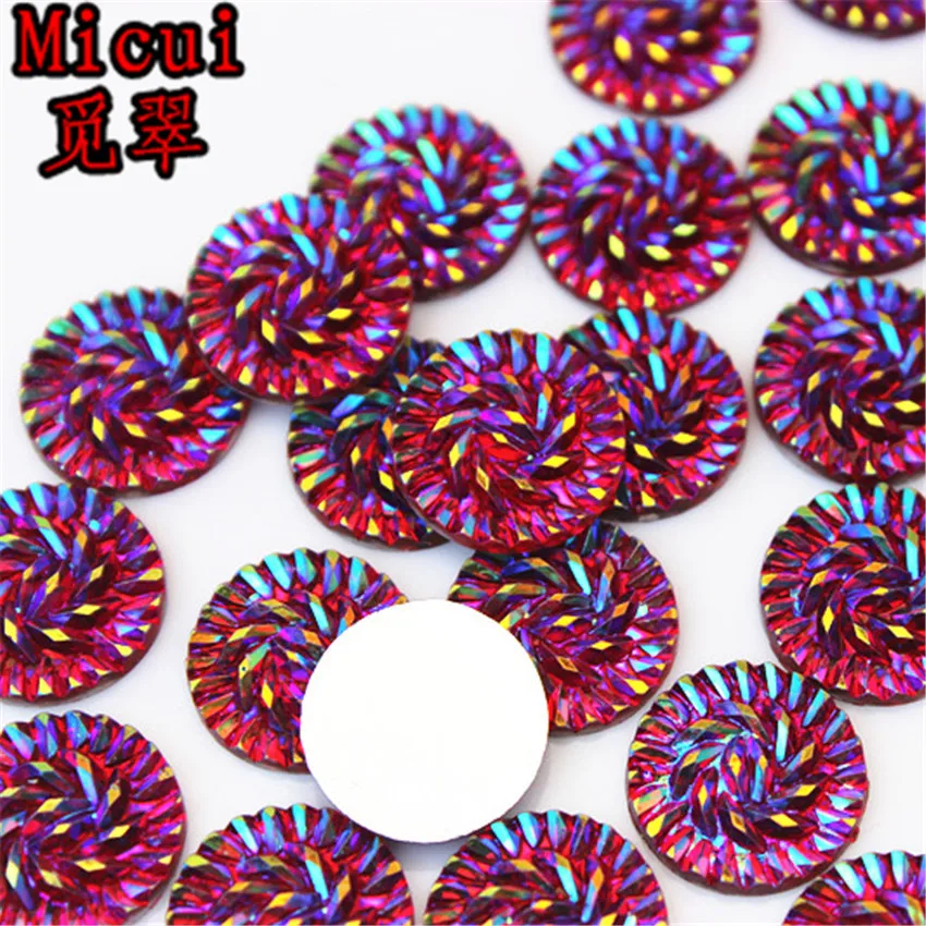 Micui 50pcs 14mm Round Shape Crystal AB Resin Rhinestone Flat Back Strass Non Hotfix Stones DIY Scrapbook Beads MC268 | Дом и сад