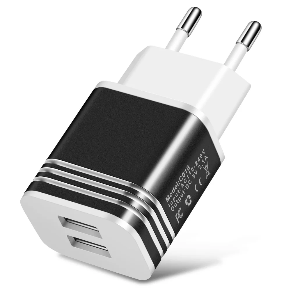 5V 2.1A Путешествия адаптер зарядного устройства с двойным USB настенный Портативный ЕС Подключите мобильный телефон Зарядное устройство для мобильного телефона для iPhone x 7 8 samsung s8 s8plus Xiaomi - Тип штекера: Black