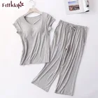 Удобный новый женский пижамный комплект, Хлопковая пижама с коротким рукавом, домашняя одежда, пижама для женщин, весна-лето 2020