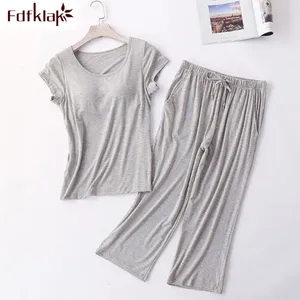 Удобный новый женский пижамный комплект, Хлопковая пижама с коротким рукавом, домашняя одежда, пижама для женщин, весна-лето 2020