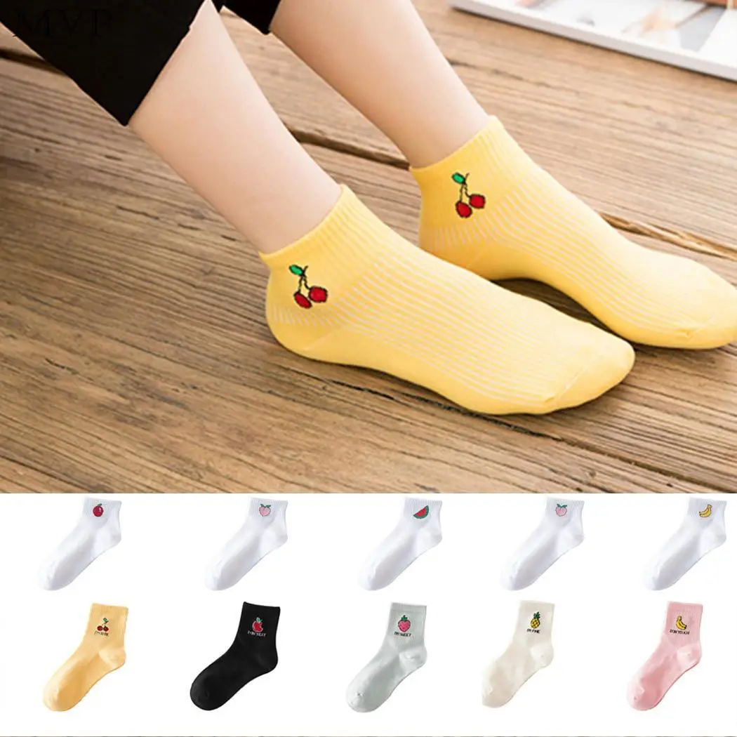 Модные милые хлопковые носки с фруктовым принтом для женщин и девочек