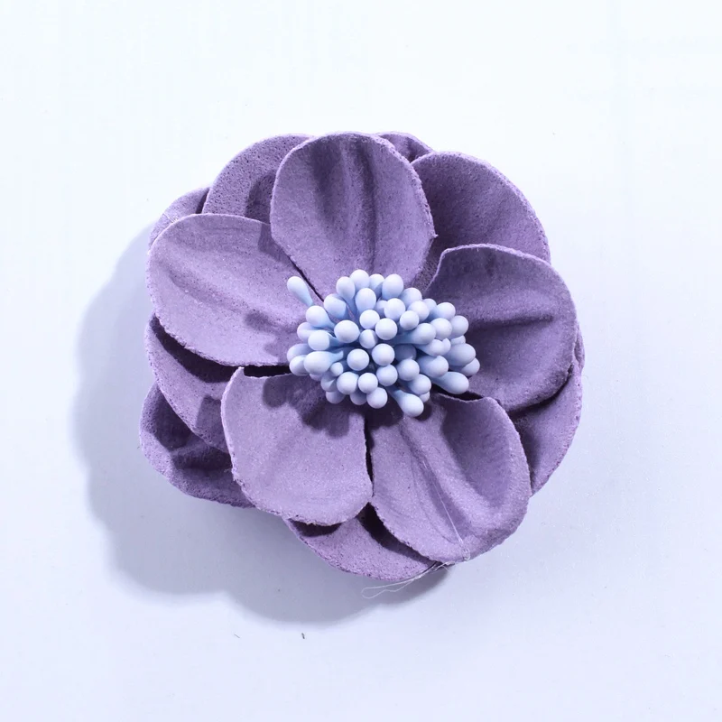 Lavender 10 шт., 5 см, модные однотонные искусственные фетровые цветы для волос, аксессуары для волос, лента для волос, аксессуары для одежды, цвета на выбор - Цвет: Lavender