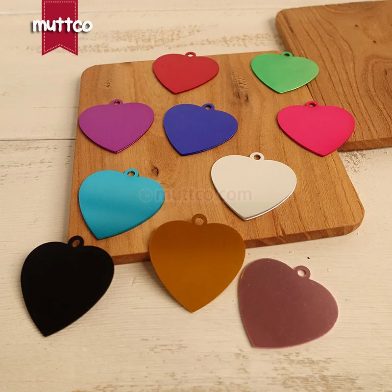 500 шт./лот простой Алюминиевый тег для имени питомца в форме сердца на заказ