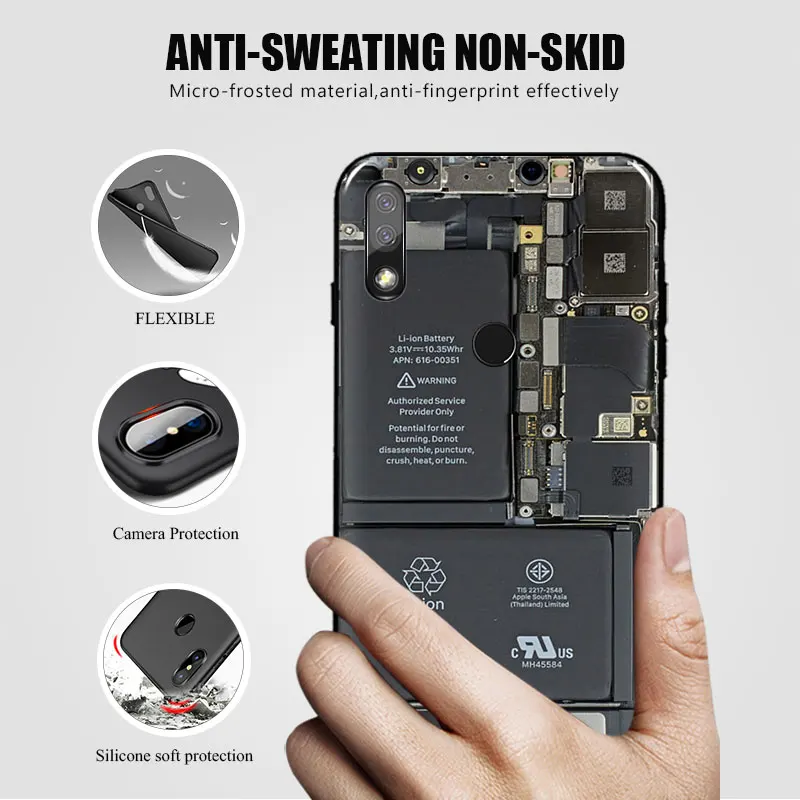 Чехол для Asus Zenfone Max Plus (M2) ZB634KL интересный чехол из мягкого ТПУ с рисунком батареи