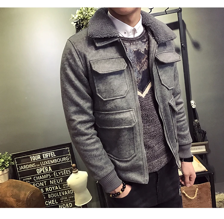 Chaqueta Invierno Hombre зимняя мужская пуховая модная зимняя куртка-бомбер с воротником из овечьей шерсти, черное, зеленое Стеганое пальто, приталенное M-3XL