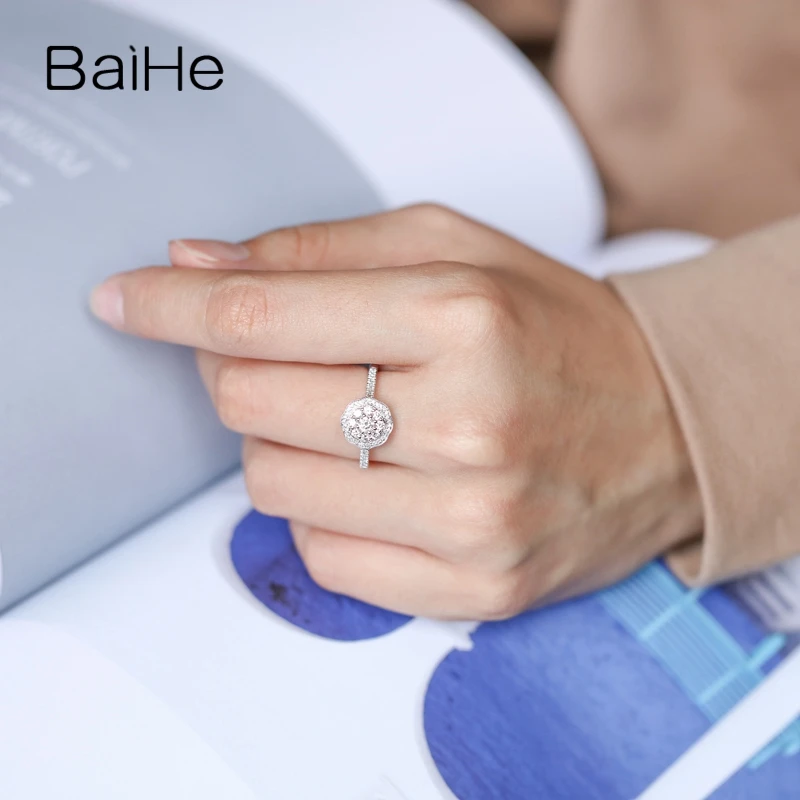 BAIHE однотонное 14K белое золото около карат H/SI круглые натуральные бриллианты