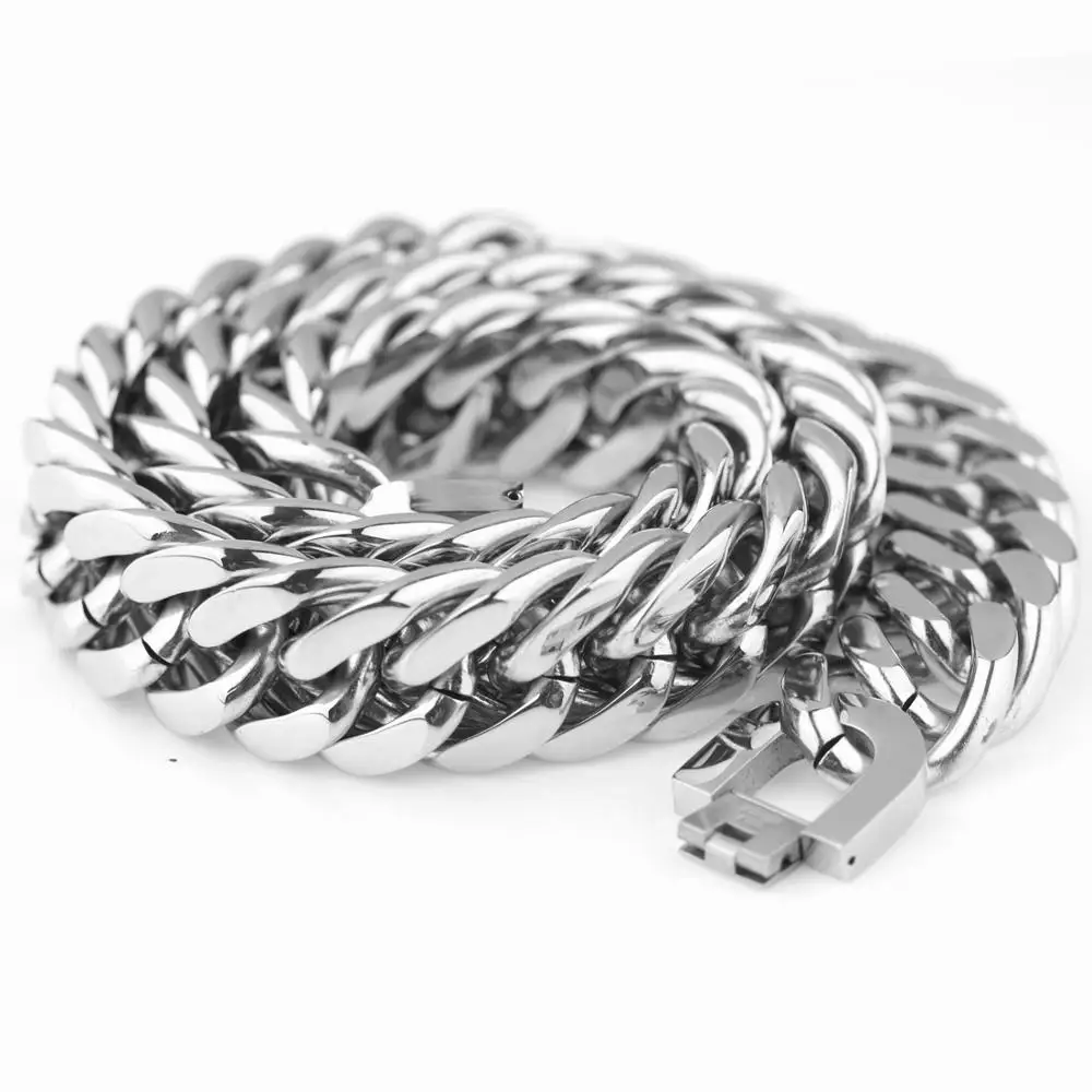 High Quality Silver Tone Stainless Steel Men's Chain Necklace Heavy Huge Jewelry Curb Cuban 7&quot-40&quot 18/21mm Gift | Украшения и