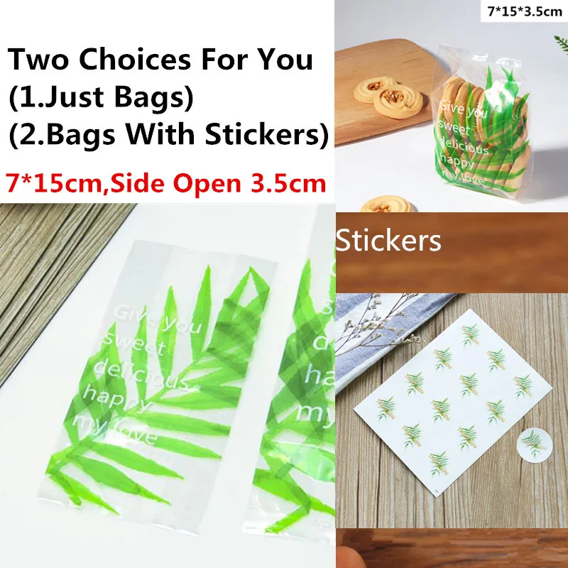 7x15cm Clear Leaf LBSISI Life 100 шт. Сумочка для конфет сумки для печенья самостоятельно стоящая Рождественская вечеринка машина для украшения упаковки пищевых продуктов - Цвет: 7x15cm Clear Leaf