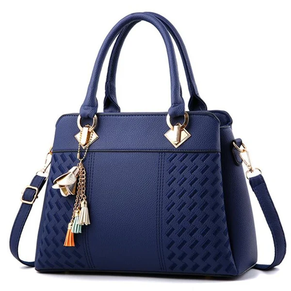dark blue Gusure роскошные сумки для женщин сумка через плечо с кисточкой Висячие большой емкости Женские сумки на плечо вышивка Tote Sac основной - Цвет: dark blue