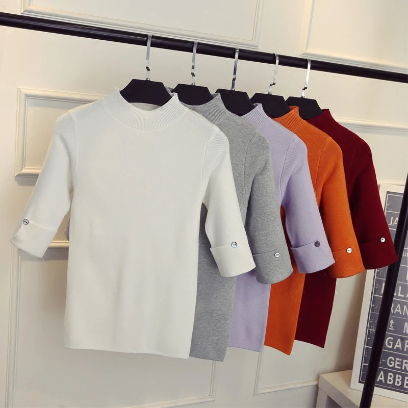 

2021 Top Fashion Ohclothing Sleeve Head Five Spring Autumn Cultivation In Semi Thin Section of Tight Turtleneck Sweater Backing
