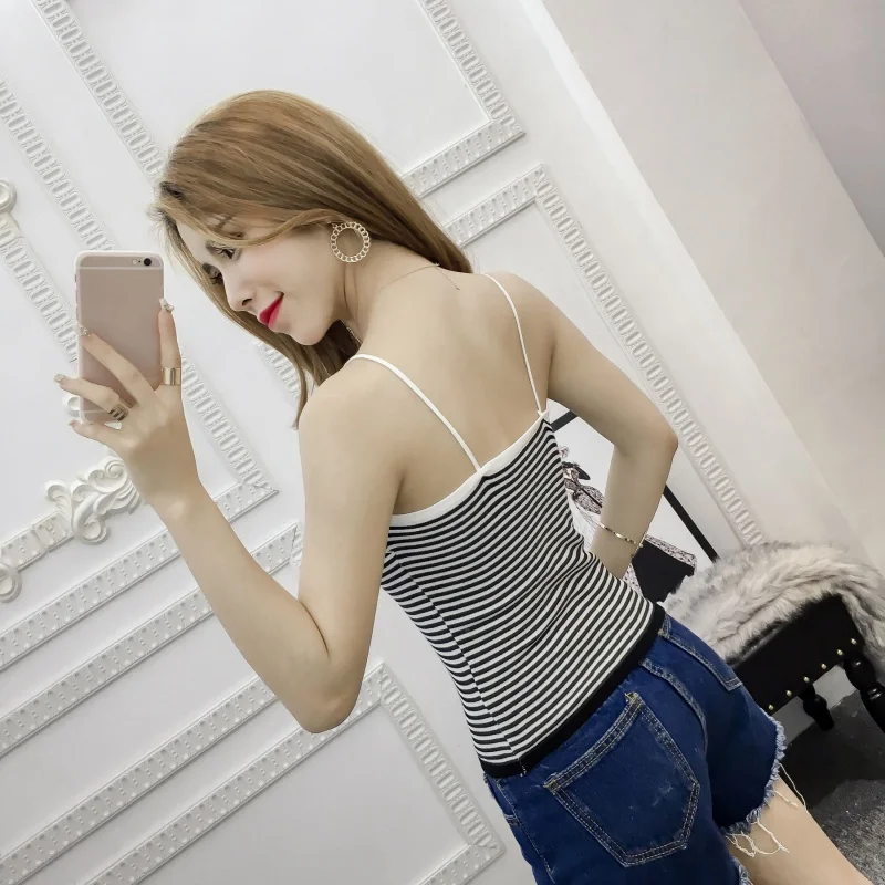 

Women's Tube Top Summer Women Tank Top Sexy Bow Women's Knitted Striped Tops Female Camis