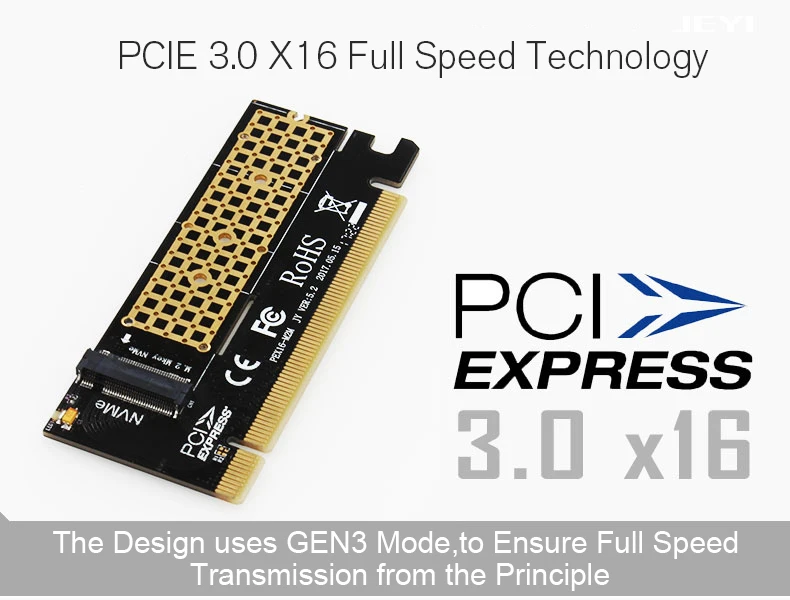 JEYI Cool Swift NVME M.2 PCI-E X16 2280 Плата расширения Золотой бар алюминиевый лист теплопроводность кремния вафельное охлаждение