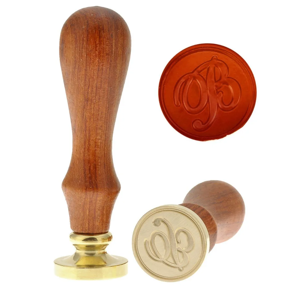 Винтаж Ретро латунь голова деревянная ручка буквы алфавита начальной Воск