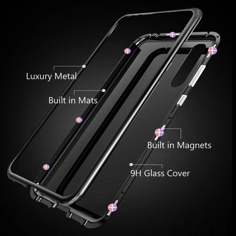 Магнитный металлический чехол для Huawei P30 p30 Pro роскошный из закаленного стекла huawei