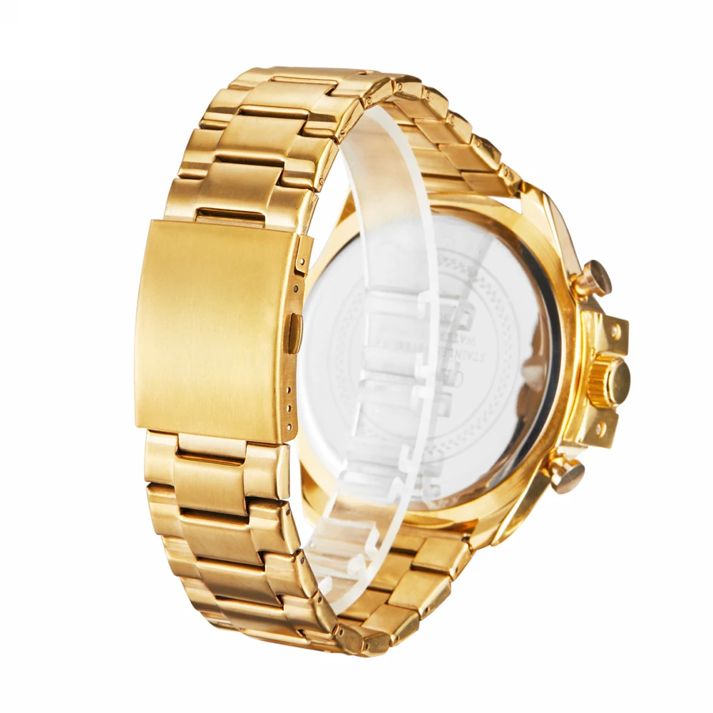 Мужские часы от ведущего бренда роскошные золотые Стальные кварцевые мужские
