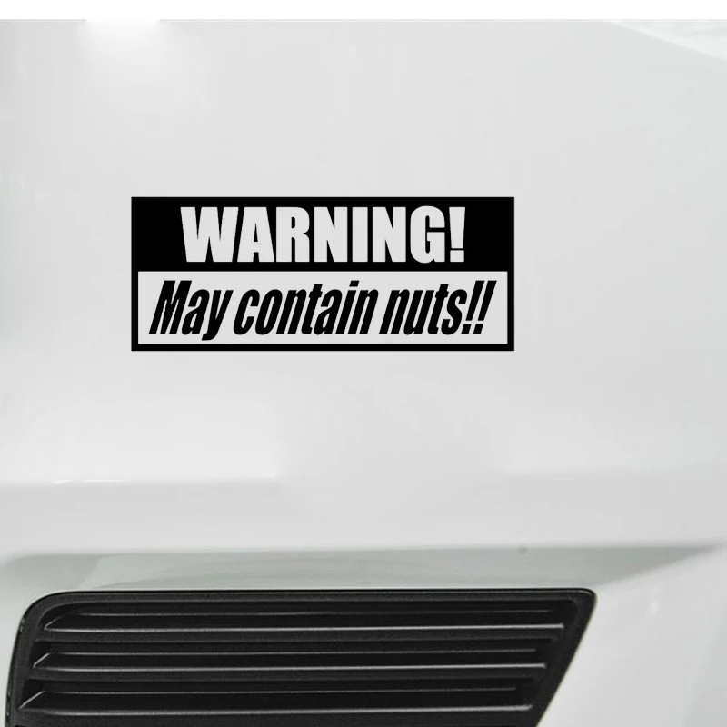 

QYPF 16.8CM6.8CM Interesting Warning Mark MY CONTAIN NUTS Graphic Car Sticker Black/Silver Vinyl Decoration S9-2315