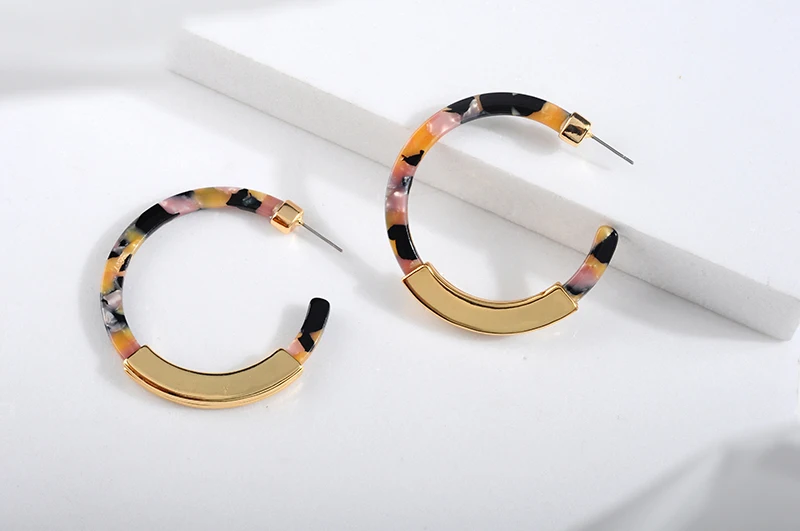 Новые модные красочные акриловые бусинки геометрические серьги-кольца для женщин Ladys Fashion za эффектный лепесток комплет ювелирного украшения moonrocy