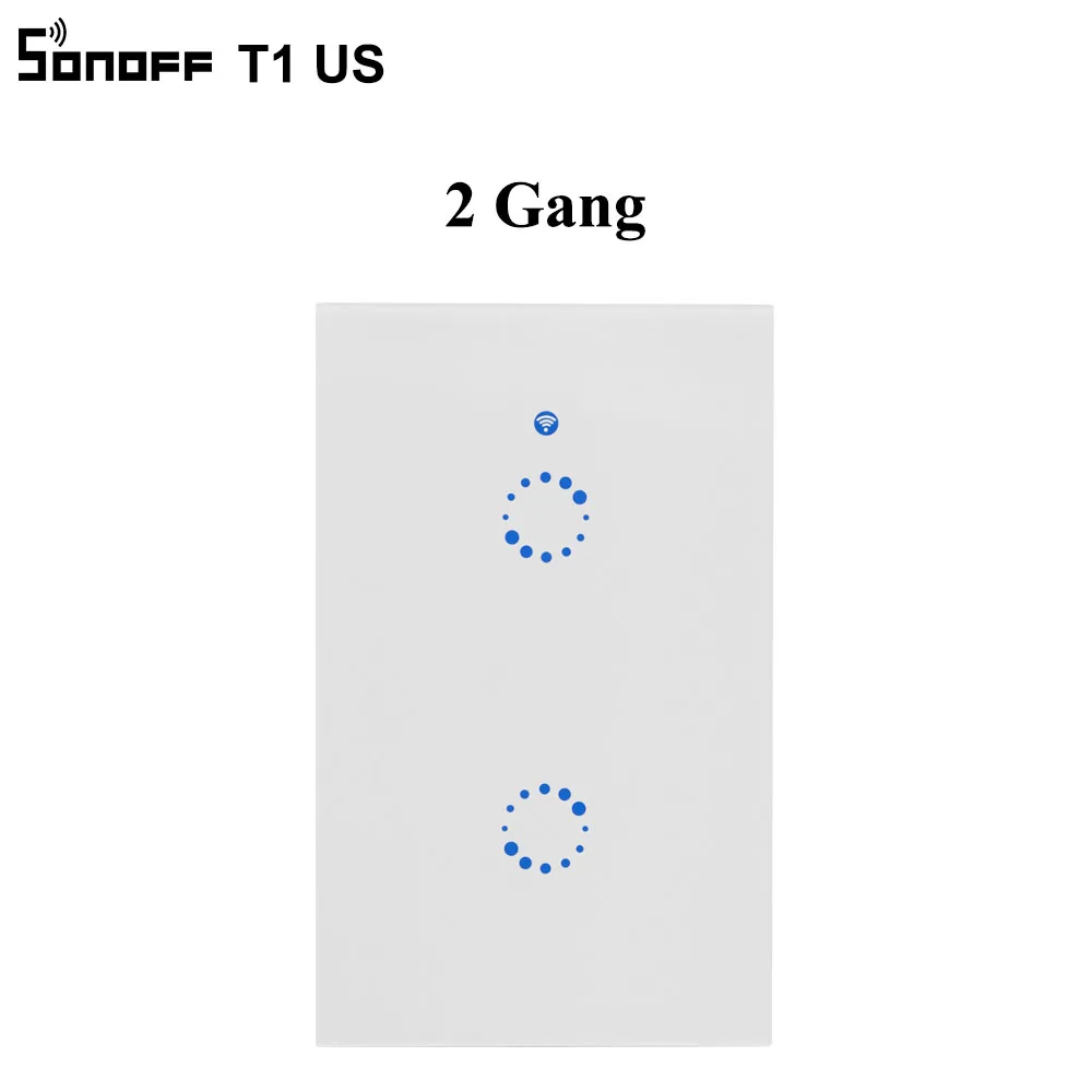 2 Gang Sonoff T1 США умный Wifi настенный светильник переключатель 1 2 3 Банды сенсорный/WiFi/315 RF/APP пульт дистанционного управления умный дом настенный сенсорный переключатель работает с Alexa - Комплект: 2 Gang