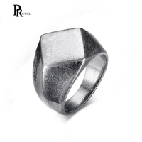 vintage stainless steel rhombus cut casting simple biker ring band for men boy size 8 9 10 11 12