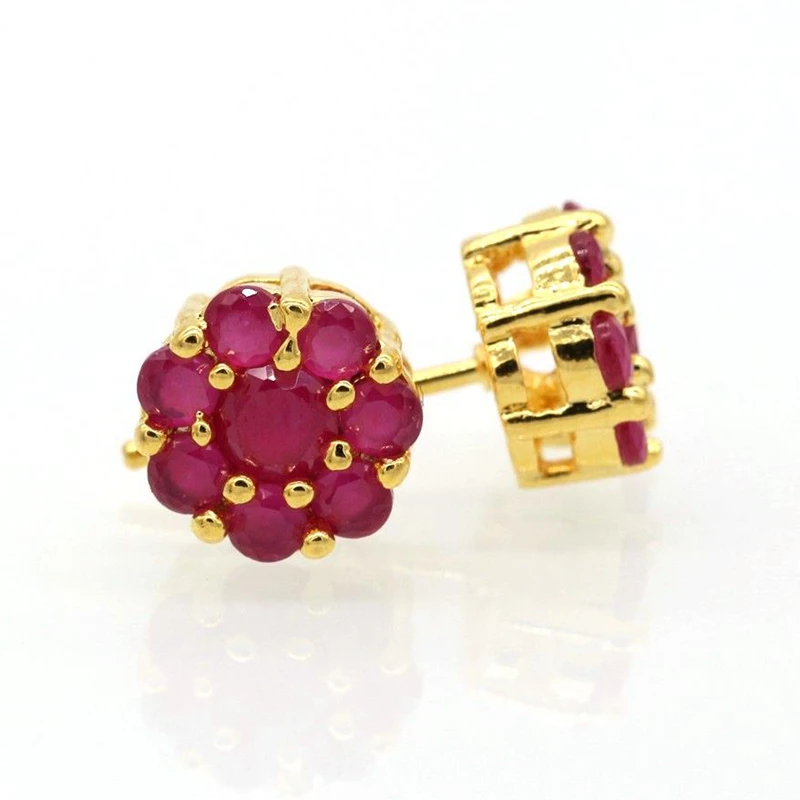 Женские серьги гвоздики с цветком JINYAO очаровательные из чистого золота фианитом