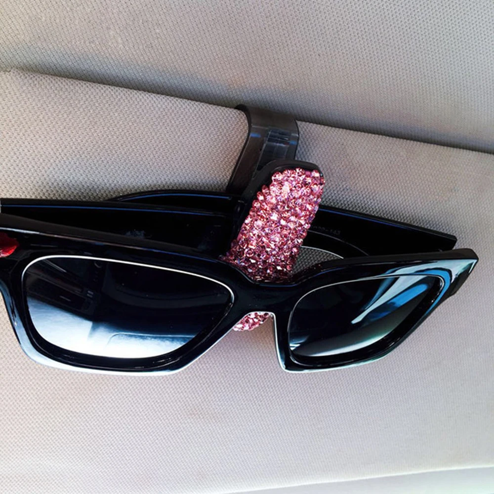 Универсальный автомобильный держатель для очков Алмазный блестящий зажим карт
